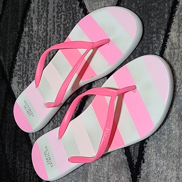 VICTORIA SECRET LOGO SIGNATURE STRIPES FLIP FLOPS SANDALS - Picture 11 of 11